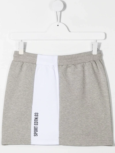 Shop Dsquared2 Teen Logo-print Drawstring Skirt In Grey