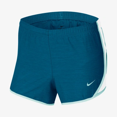 Shop Nike Dri-fit Tempo Big Kids' Running Shorts In Green Abyss,white,tropical Twist,tropical Twist
