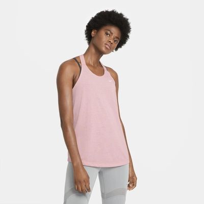 Shop Nike Dri-fit Women's Training Tank In Pink Glaze,heather,white