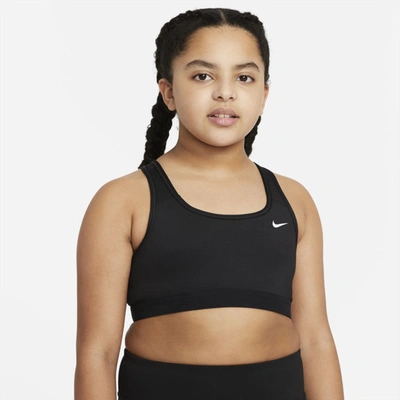 Shop Nike Swoosh Big Kids' (girls') Sports Bra (extended Size) In Black