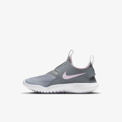 Shop Nike Flex Runner Little Kids' Shoes In Light Smoke Grey,smoke Grey,white,pink Foam