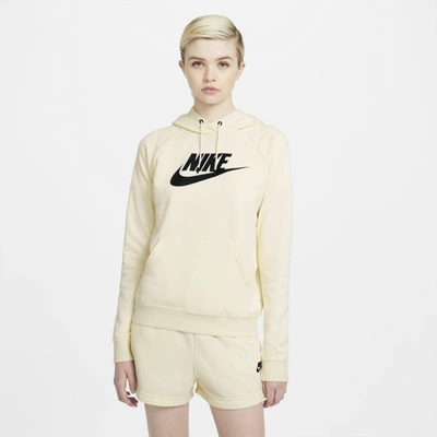 Shop Nike Sportswear Essential Women's Fleece Pullover Hoodie In Coconut Milk,black