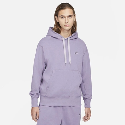 Shop Nike Sportswear Men's Classic Fleece Pullover Hoodie In Daybreak,violet Haze
