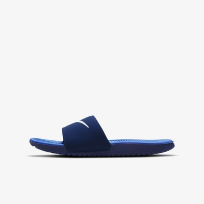 Shop Nike Kawa Little/big Kids' Slides In Blue Void,pure Platinum,signal Blue