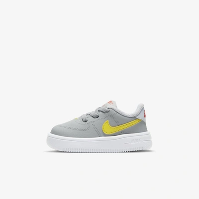 Shop Nike Force 1 '18 Infant/toddler Shoe In Light Smoke Grey,football Grey,bright Crimson,high Voltage