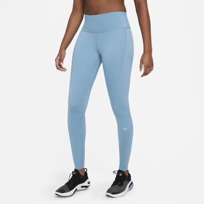 Shop Nike Epic Luxe Women's Mid-rise Running Leggings In Cerulean