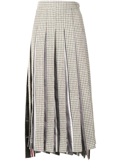 Shop Thom Browne Ankle Length Dropped Back Pleated Skirt W/combo In Grey