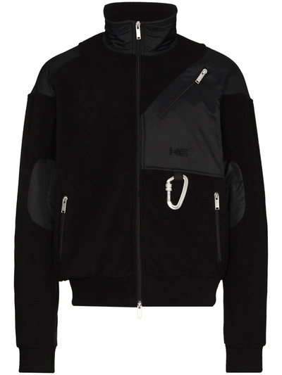 Shop Heliot Emil Panelled-design Fleece Jacket In Black