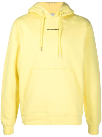 Sandro Hoodie Sweatshirt With Logo Embroidery In Yellow | ModeSens