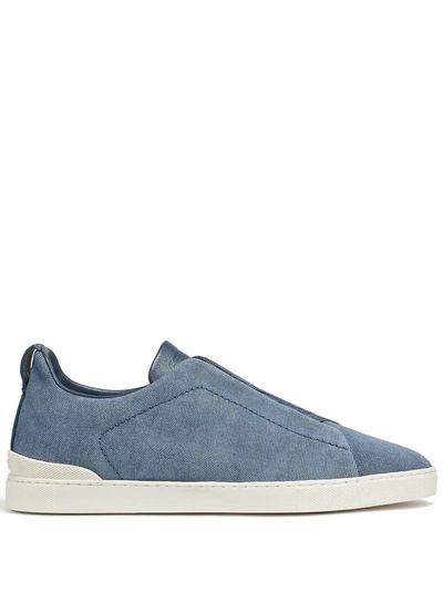 Shop Ermenegildo Zegna Two-tone Design Sneakers In Blue