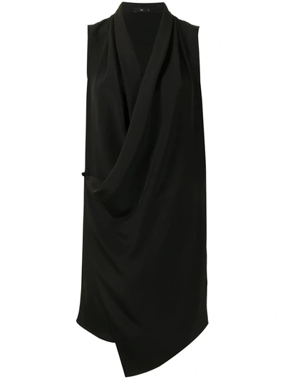 Shop Voz Draped Sleeveless Mini Dress In Black