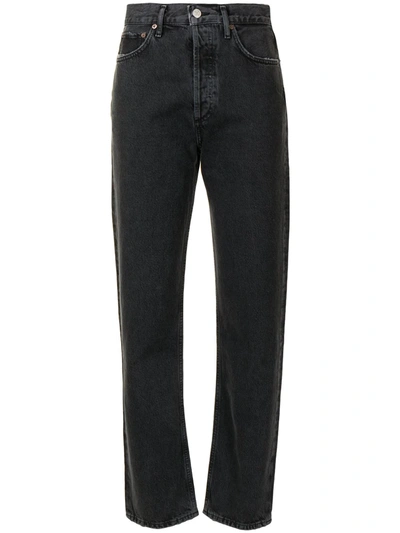 Shop Agolde High-rise Slim-fit Jeans In Black