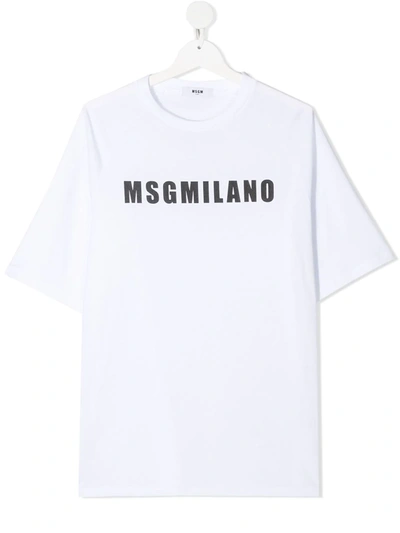 Shop Msgm Teen Logo Print T-shirt In White