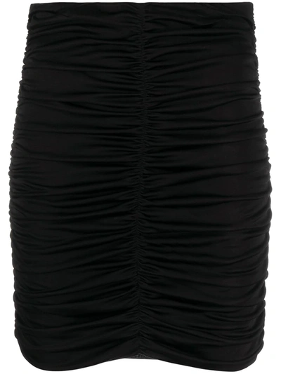 Shop Isabel Marant Doroka Ruched Mini Skirt In Black