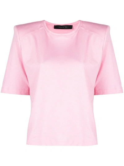 Shop Federica Tosi Shoulder-pads Cotton T-shirt In Pink