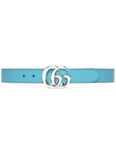 Shop Gucci Gg Buckle Belt In Blue