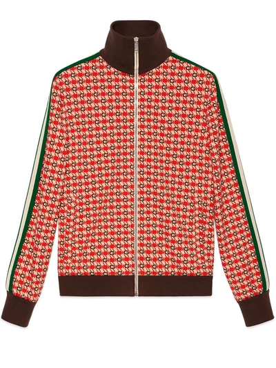 Shop Gucci G Geometric Jacquard Jacket In Red