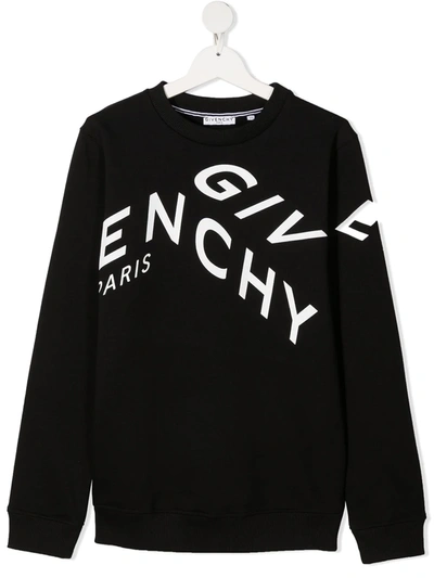 Shop Givenchy Teen Graphic Logo Print Sweatshirt In Black