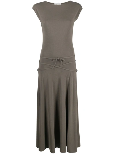 Shop Lemaire Cap-sleeve Jersey Dress In Grey