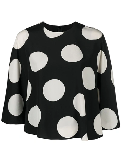 Shop Valentino Polka-dot Pattern Blouse In Black