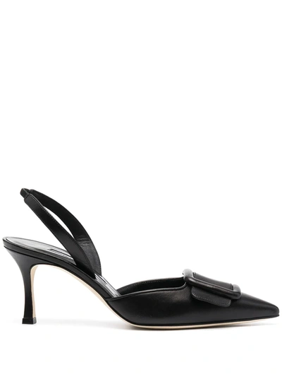 Shop Manolo Blahnik Buckle-detail Slingback Pumps In Black