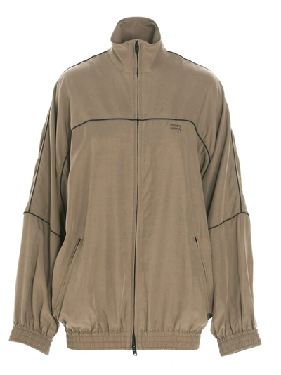 Balenciaga Brown Fluid Poplin Track Jacket In Beige | ModeSens