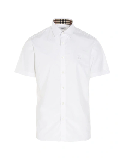 Shop Burberry Sherwood Ss Hirt In White