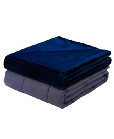 Shop Dreamlab Plush 15lb Weighted Blanket With Washable Cover In Navy
