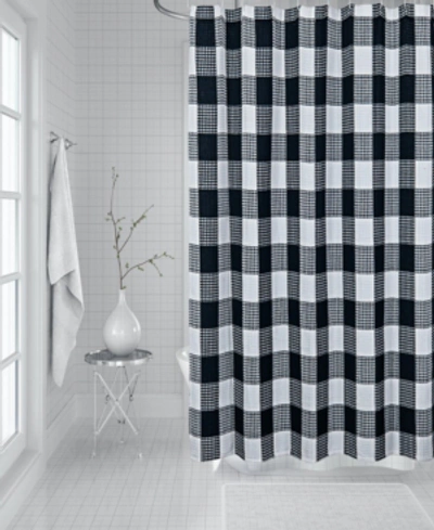 Shop Dainty Home Imperial Checkered Shower Curtain, 70" W X 72" L In Navy
