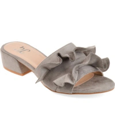 Shop Journee Collection Women's Sabica Ruffle Slip On Dress Sandals In Grey