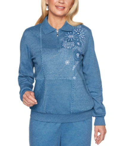 Shop Alfred Dunner All About Ease Embellished Sweatshirt In Denim