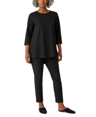 Shop Eileen Fisher Slim Pull-on Ankle Pants In Black