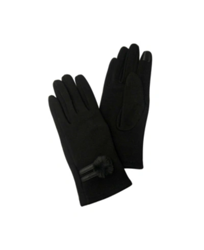Shop Marcus Adler Women's Pom Jersey Stretch Touchscreen Glove In Black