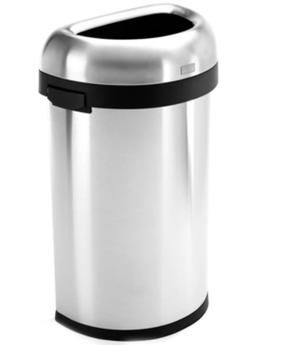 Shop Simplehuman Brushed Stainless Steel 60 Liter Semi Round Open Trash Can