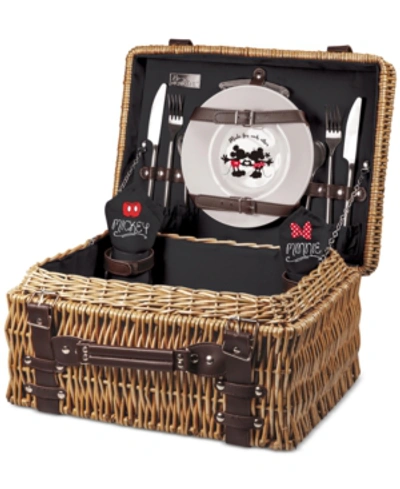 Picnic Time Mickey & Minnie Mouse Champion Picnic Basket In Black