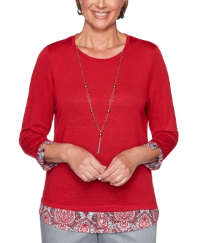 Shop Alfred Dunner Petite Layered-look Well Red Top