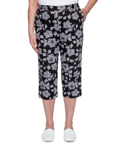Shop Alfred Dunner Petite Checkmate Floral Gingham-print Capri Pull-on Pants In Multi