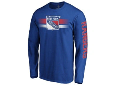 Shop Majestic New York Rangers Men's Halftone Long Sleeve T-shirt In Royalblue
