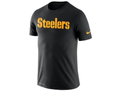 Shop Nike Men's Pittsburgh Steelers Dri-fit Cotton Essential Wordmark T-shirt In Black