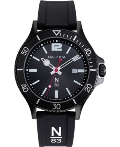 Shop Nautica N83 Men's Napabs908 Accra Beach Black Silicone Strap Watch