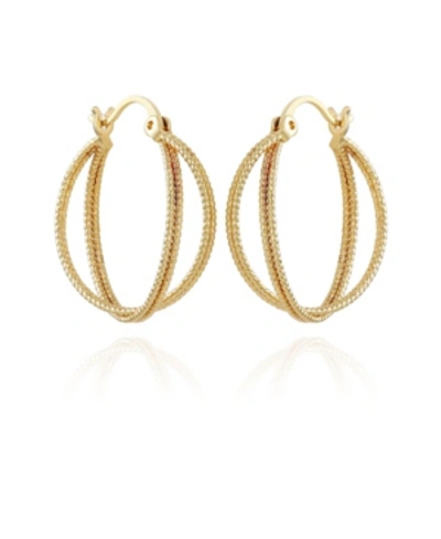 Shop T Tahari Women's Textured Hoop Earring In Gold-tone