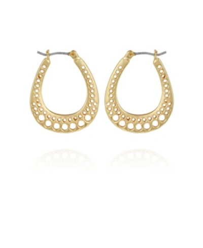 Shop T Tahari Women's Basket Weave Hoop Earring In Gold-tone