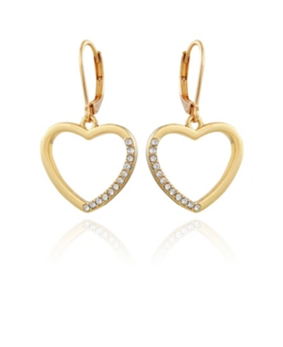 Shop T Tahari Women's Pave Heart Drop Earring In Gold-tone