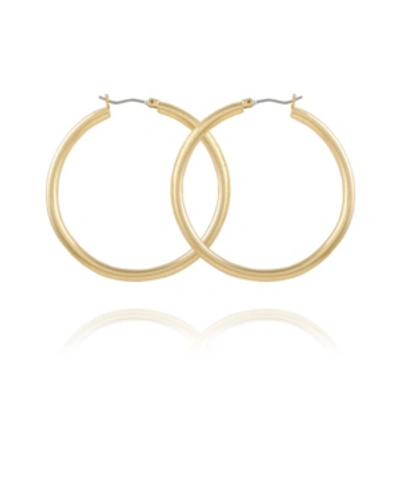 Shop T Tahari Women's Polished Tube Hoop Earring In Gold-tone