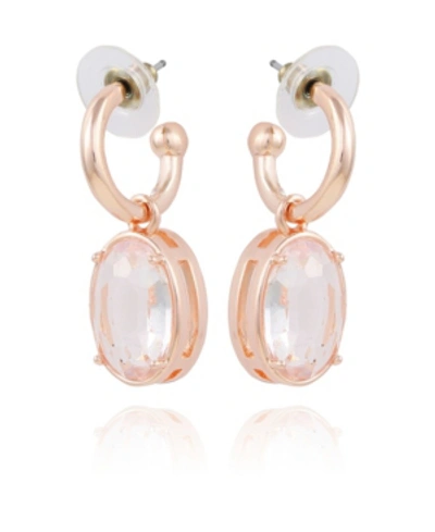 Shop T Tahari Women's Pave Hoop With Drop Earring In Rose Gold-tone