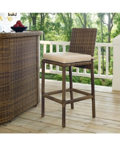 Shop Crosley Bradenton Outdoor Wicker Bar Height Stools (set Of 2) With Cushions In Cherry