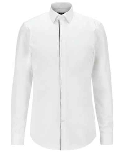 Shop Hugo Boss Boss Men's Javis Slim-fit Evening Shirt In White