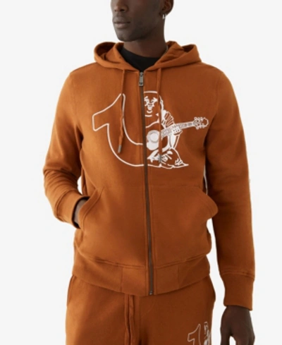 True Religion Men's Half Logos Zip Up Hoodie In Caramel | ModeSens