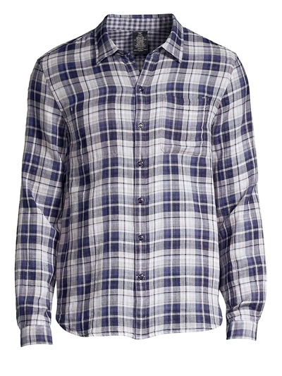Shop John Varvatos Check Plaid Button-down Shirt In Blue Topaz
