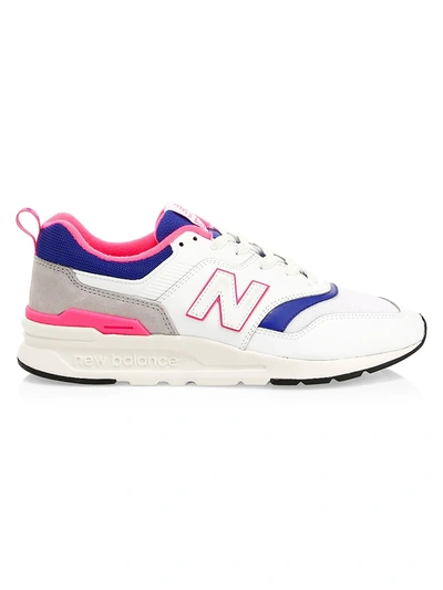 Shop New Balance Men's 997h Leather & Suede Sneakers In White Laser Blue